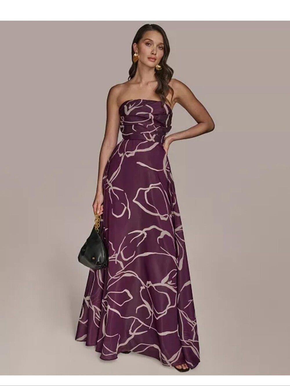 Donna Karan New York NWT Strapless Floral Maxi Dress Purple Size 6 $349 Wedding